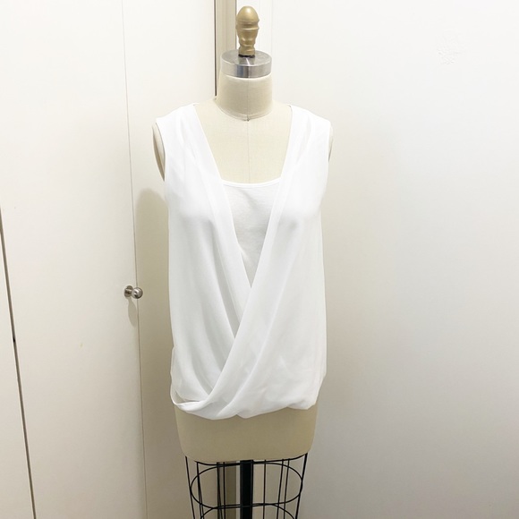 NWT Attitude Surplice Layered Tank Top White S 4/6 - Picture 1 of 13